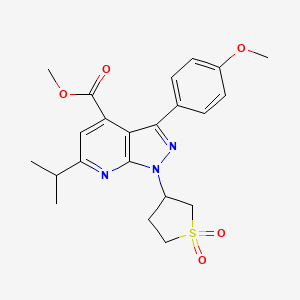 molecular formula C22H25N3O5S B2675958 methyl 1-(1,1-dioxidotetrahydrothiophen-3-yl)-6-isopropyl-3-(4-methoxyphenyl)-1H-pyrazolo[3,4-b]pyridine-4-carboxylate CAS No. 1040637-05-5