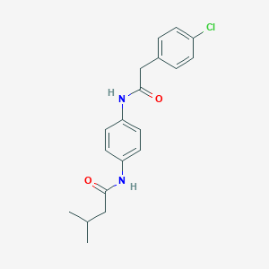 molecular formula C19H21ClN2O2 B267597 N-(4-{[(4-chlorophenyl)acetyl]amino}phenyl)-3-methylbutanamide 