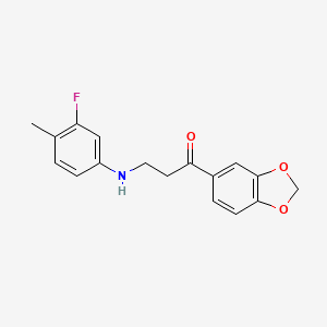molecular formula C17H16FNO3 B2675987 1-(1,3-Benzodioxol-5-yl)-3-(3-fluoro-4-methylanilino)-1-propanone CAS No. 882748-81-4