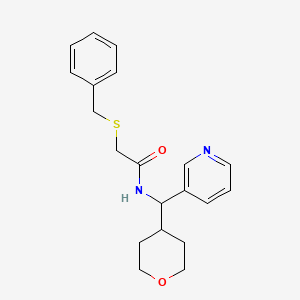 2-(benzylthio)-N-(pyridin-3-yl(tetrahydro-2H-pyran-4-yl)methyl)acetamide