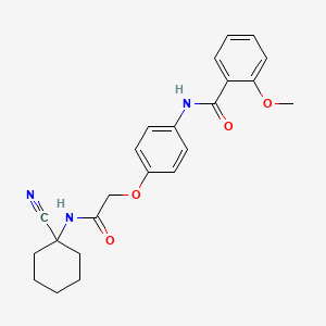 molecular formula C23H25N3O4 B2676015 N-(4-(2-((1-Cyanocyclohexyl)amino)-2-oxoethoxy)phenyl)-2-methoxybenzamide CAS No. 852684-81-2