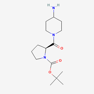 molecular formula C15H27N3O3 B2676017 tert-butyl (2S)-2-(4-aminopiperidine-1-carbonyl)pyrrolidine-1-carboxylate CAS No. 1308650-29-4