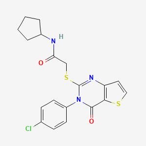 2-((3-(4-chlorophenyl)-4-oxo-3,4-dihydrothieno[3,2-d]pyrimidin-2-yl)thio)-N-cyclopentylacetamide