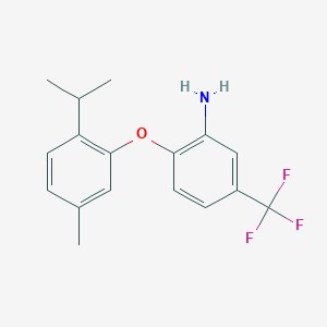 molecular formula C17H20F3NO5S B2676028 2-(2-Isopropyl-5-methylphenoxy)-5-(trifluoromethyl)aniline CAS No. 946682-74-2