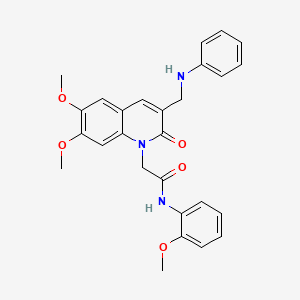 2-(6,7-dimethoxy-2-oxo-3-((phenylamino)methyl)quinolin-1(2H)-yl)-N-(2-methoxyphenyl)acetamide