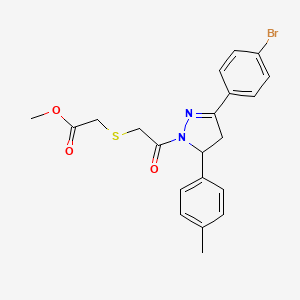 B2676033 Methyl 2-[2-[5-(4-bromophenyl)-3-(4-methylphenyl)-3,4-dihydropyrazol-2-yl]-2-oxoethyl]sulfanylacetate CAS No. 403836-59-9