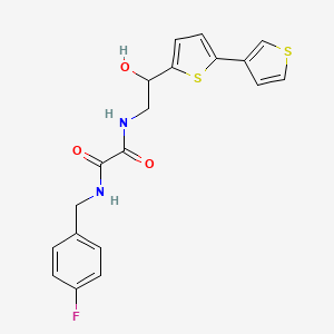 molecular formula C19H17FN2O3S2 B2676036 N-(2-{[2,3'-bithiophene]-5-yl}-2-hydroxyethyl)-N'-[(4-fluorophenyl)methyl]ethanediamide CAS No. 2319873-66-8