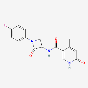 molecular formula C16H14FN3O3 B2676059 N-[1-(4-Fluorophenyl)-2-oxoazetidin-3-yl]-4-methyl-6-oxo-1H-pyridine-3-carboxamide CAS No. 2223733-11-5