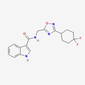 molecular formula C18H18F2N4O2 B2676062 N-((3-(4,4-difluorocyclohexyl)-1,2,4-oxadiazol-5-yl)methyl)-1H-indole-3-carboxamide CAS No. 2034231-45-1
