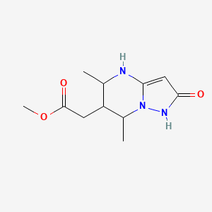 molecular formula C11H17N3O3 B2676066 Methyl 2-(5,7-dimethyl-2-oxo-4,5,6,7-tetrahydro-1H-pyrazolo[1,5-a]pyrimidin-6-yl)acetate CAS No. 2248308-25-8
