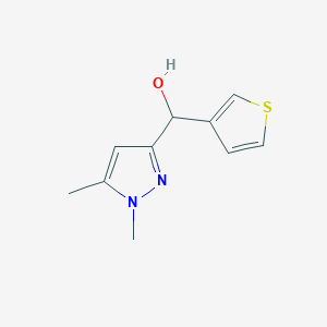 molecular formula C10H12N2OS B2676078 (1,5-dimethyl-1H-pyrazol-3-yl)(thiophen-3-yl)methanol CAS No. 1690513-89-3