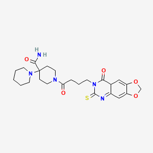1'-(4-{8-oxo-6-sulfanylidene-2H,5H,6H,7H,8H-[1,3]dioxolo[4,5-g]quinazolin-7-yl}butanoyl)-[1,4'-bipiperidine]-4'-carboxamide