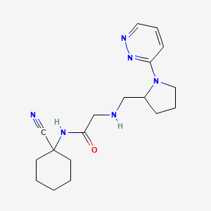 molecular formula C18H26N6O B2676083 N-(1-cyanocyclohexyl)-2-({[1-(pyridazin-3-yl)pyrrolidin-2-yl]methyl}amino)acetamide CAS No. 1356740-93-6
