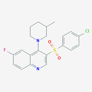 molecular formula C21H20ClFN2O2S B2676130 3-((4-Chlorophenyl)sulfonyl)-6-fluoro-4-(3-methylpiperidin-1-yl)quinoline CAS No. 866871-44-5