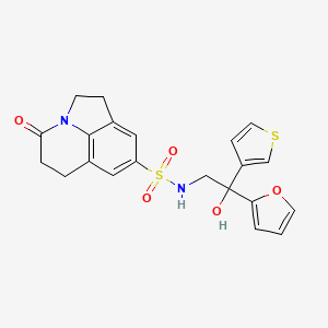 molecular formula C21H20N2O5S2 B2676139 N-(2-(furan-2-yl)-2-hydroxy-2-(thiophen-3-yl)ethyl)-4-oxo-2,4,5,6-tetrahydro-1H-pyrrolo[3,2,1-ij]quinoline-8-sulfonamide CAS No. 2034397-76-5