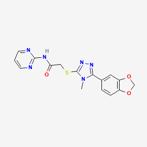 2-{[5-(1,3-benzodioxol-5-yl)-4-methyl-4H-1,2,4-triazol-3-yl]sulfanyl}-N-(pyrimidin-2-yl)acetamide