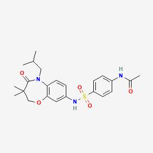 molecular formula C23H29N3O5S B2676176 N-(4-(N-(5-isobutyl-3,3-dimethyl-4-oxo-2,3,4,5-tetrahydrobenzo[b][1,4]oxazepin-8-yl)sulfamoyl)phenyl)acetamide CAS No. 921992-91-8