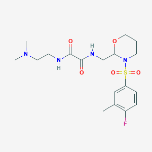 molecular formula C18H27FN4O5S B2676220 N-[2-(dimethylamino)ethyl]-N'-{[3-(4-fluoro-3-methylbenzenesulfonyl)-1,3-oxazinan-2-yl]methyl}ethanediamide CAS No. 872724-73-7