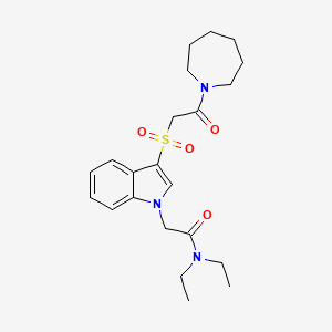 molecular formula C22H31N3O4S B2676246 2-(3-((2-(azepan-1-yl)-2-oxoethyl)sulfonyl)-1H-indol-1-yl)-N,N-diethylacetamide CAS No. 878055-55-1
