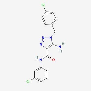 molecular formula C16H13Cl2N5O B2676248 5-amino-N-(3-chlorophenyl)-1-[(4-chlorophenyl)methyl]-1H-1,2,3-triazole-4-carboxamide CAS No. 899972-87-3