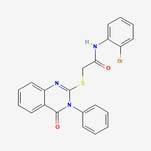 molecular formula C22H16BrN3O2S B2676314 N-(2-bromophenyl)-2-[(4-oxo-3-phenyl-3,4-dihydro-2-quinazolinyl)sulfanyl]acetamide CAS No. 802980-12-7