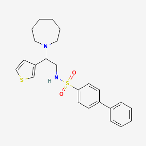 molecular formula C24H28N2O2S2 B2676327 N-(2-(azepan-1-yl)-2-(thiophen-3-yl)ethyl)-[1,1'-biphenyl]-4-sulfonamide CAS No. 946305-11-9