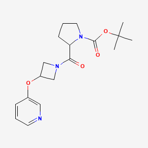 molecular formula C18H25N3O4 B2676339 Tert-butyl 2-(3-(pyridin-3-yloxy)azetidine-1-carbonyl)pyrrolidine-1-carboxylate CAS No. 1902937-54-5
