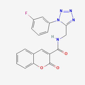 molecular formula C18H12FN5O3 B2676356 N-((1-(3-fluorophenyl)-1H-tetrazol-5-yl)methyl)-2-oxo-2H-chromene-3-carboxamide CAS No. 921143-20-6