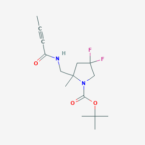 molecular formula C15H22F2N2O3 B2676371 Tert-butyl 2-[(but-2-ynoylamino)methyl]-4,4-difluoro-2-methylpyrrolidine-1-carboxylate CAS No. 2411311-08-3