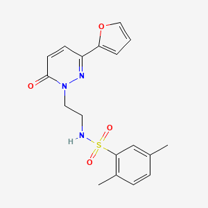 molecular formula C18H19N3O4S B2676377 N-(2-(3-(furan-2-yl)-6-oxopyridazin-1(6H)-yl)ethyl)-2,5-dimethylbenzenesulfonamide CAS No. 946344-56-5