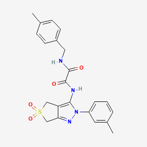 molecular formula C22H22N4O4S B2676455 N-[2-(3-methylphenyl)-5,5-dioxo-2H,4H,6H-5lambda6-thieno[3,4-c]pyrazol-3-yl]-N'-[(4-methylphenyl)methyl]ethanediamide CAS No. 899994-80-0