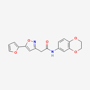 molecular formula C17H14N2O5 B2676468 N-(2,3-dihydro-1,4-benzodioxin-6-yl)-2-[5-(furan-2-yl)-1,2-oxazol-3-yl]acetamide CAS No. 1105243-54-6