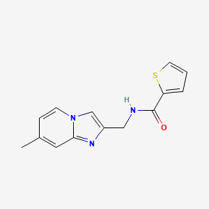 molecular formula C14H13N3OS B2676473 N-((7-methylimidazo[1,2-a]pyridin-2-yl)methyl)thiophene-2-carboxamide CAS No. 868970-67-6