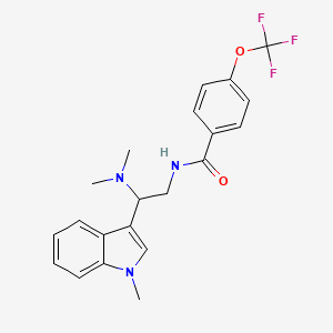 molecular formula C21H22F3N3O2 B2676480 N-(2-(dimethylamino)-2-(1-methyl-1H-indol-3-yl)ethyl)-4-(trifluoromethoxy)benzamide CAS No. 1396751-27-1