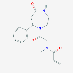 molecular formula C18H23N3O3 B2676481 N-Ethyl-N-[2-oxo-2-(5-oxo-7-phenyl-1,4-diazepan-1-yl)ethyl]prop-2-enamide CAS No. 2179539-26-3