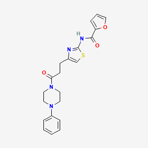 molecular formula C21H22N4O3S B2676486 N-(4-(3-oxo-3-(4-phenylpiperazin-1-yl)propyl)thiazol-2-yl)furan-2-carboxamide CAS No. 1021219-21-5