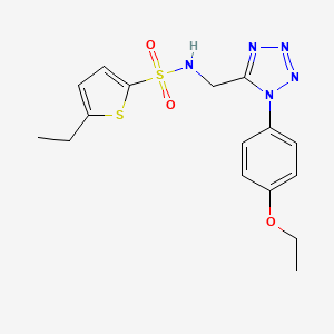 molecular formula C16H19N5O3S2 B2676523 N-((1-(4-ethoxyphenyl)-1H-tetrazol-5-yl)methyl)-5-ethylthiophene-2-sulfonamide CAS No. 941922-44-7