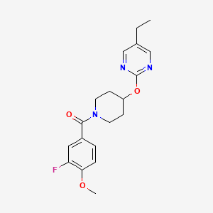 molecular formula C19H22FN3O3 B2676529 5-Ethyl-2-{[1-(3-fluoro-4-methoxybenzoyl)piperidin-4-yl]oxy}pyrimidine CAS No. 2380172-80-3