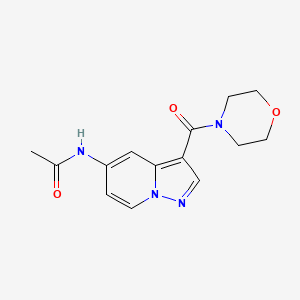molecular formula C14H16N4O3 B2676577 N-[3-(morpholine-4-carbonyl)pyrazolo[1,5-a]pyridin-5-yl]acetamide CAS No. 2034452-04-3