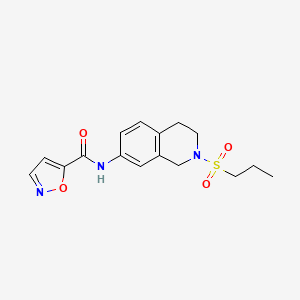 molecular formula C16H19N3O4S B2676581 N-(2-(propylsulfonyl)-1,2,3,4-tetrahydroisoquinolin-7-yl)isoxazole-5-carboxamide CAS No. 1211347-55-5