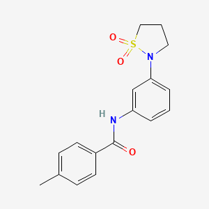 molecular formula C17H18N2O3S B2676586 N-(3-(1,1-dioxidoisothiazolidin-2-yl)phenyl)-4-methylbenzamide CAS No. 941932-47-4