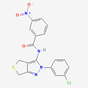 molecular formula C18H13ClN4O3S B2676590 N-(2-(3-chlorophenyl)-4,6-dihydro-2H-thieno[3,4-c]pyrazol-3-yl)-3-nitrobenzamide CAS No. 450340-78-0