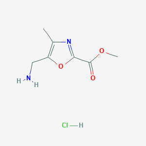 molecular formula C7H11ClN2O3 B2676638 Methyl 5-(aminomethyl)-4-methyl-1,3-oxazole-2-carboxylate hydrochloride CAS No. 1955493-99-8