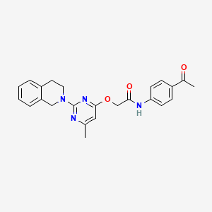 molecular formula C24H24N4O3 B2676652 N-(4-acetylphenyl)-2-((2-(3,4-dihydroisoquinolin-2(1H)-yl)-6-methylpyrimidin-4-yl)oxy)acetamide CAS No. 1251690-77-3