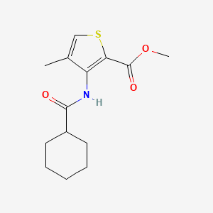 molecular formula C14H19NO3S B2676671 Methyl 3-[(cyclohexylcarbonyl)amino]-4-methyl-2-thiophenecarboxylate CAS No. 866150-93-8