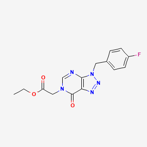 molecular formula C15H14FN5O3 B2676677 Ethyl 2-[3-[(4-fluorophenyl)methyl]-7-oxotriazolo[4,5-d]pyrimidin-6-yl]acetate CAS No. 685117-07-1