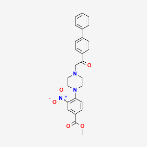 molecular formula C26H25N3O5 B2676678 Methyl 4-[4-(2-[1,1'-biphenyl]-4-yl-2-oxoethyl)piperazino]-3-nitrobenzenecarboxylate CAS No. 478246-55-8