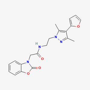 N-(2-(4-(furan-2-yl)-3,5-dimethyl-1H-pyrazol-1-yl)ethyl)-2-(2-oxobenzo[d]oxazol-3(2H)-yl)acetamide