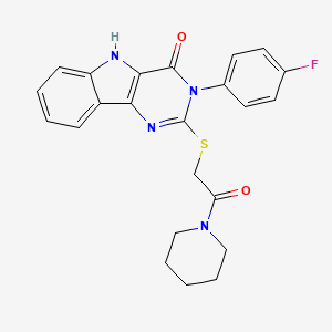 3-(4-fluorophenyl)-2-(2-oxo-2-piperidin-1-ylethyl)sulfanyl-5H-pyrimido[5,4-b]indol-4-one