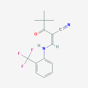 2-(2,2-Dimethylpropanoyl)-3-((2-(trifluoromethyl)phenyl)amino)prop-2-enenitrile